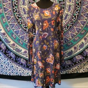 Long sleeve floral swing dress